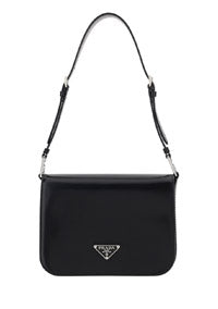 Brushed Leather Shoulder Bag - Black