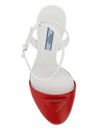 Brushed Leather Pumps - White / Red