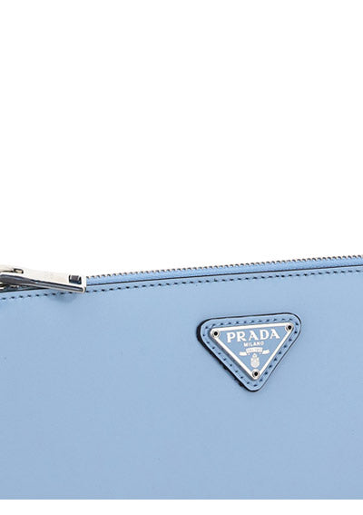 Brushed Leather Mini Bag - Light Blue