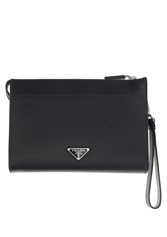 Saffiano leather pouch - BLack