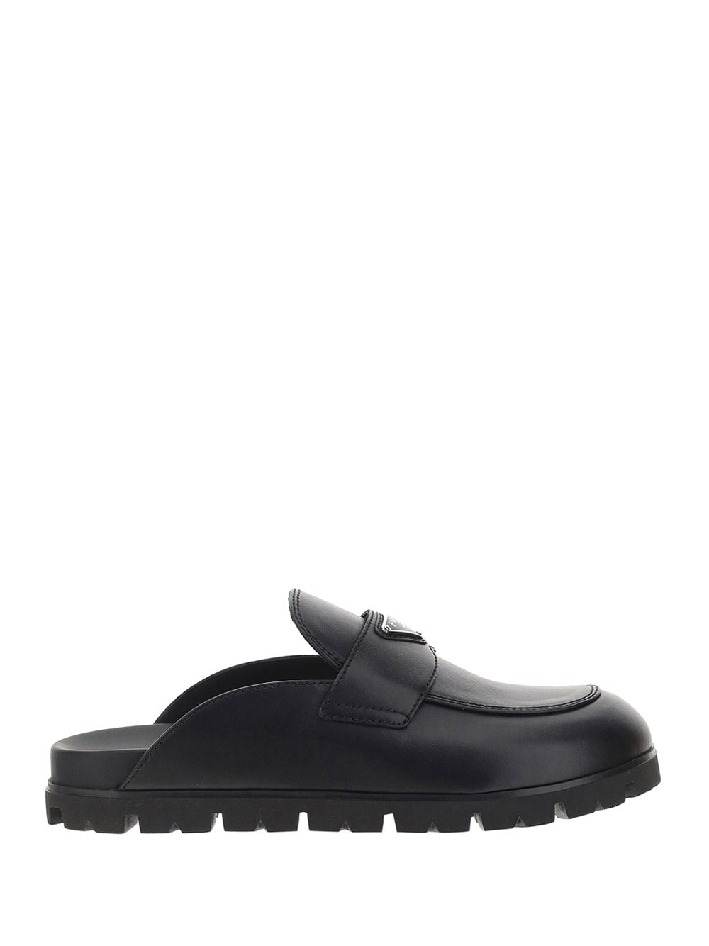 Leather Sabot Mules - Black