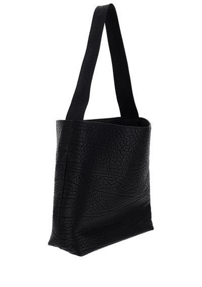 Hammered Leather Shopping Bag - Black