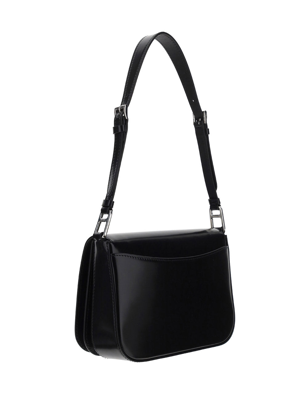 Brushed Leather Shoulder Bag - Black