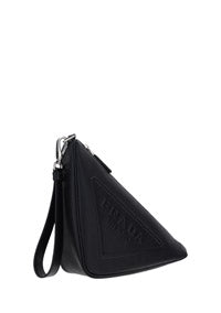 Leather Prada Triangle Pouch - Black