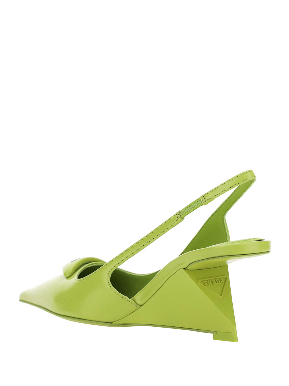 Brushed Leather Slingback Pumps - Green