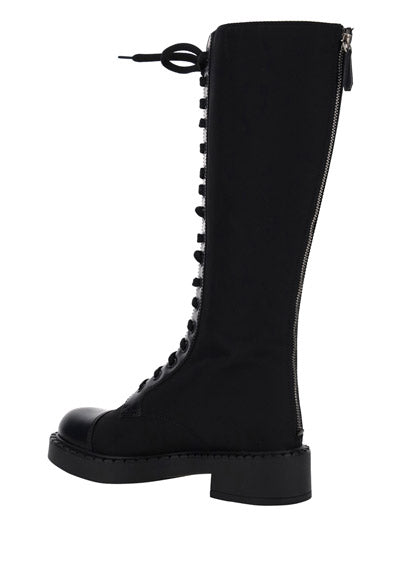 Brushed Leather and Re-Nylon Boots - Black