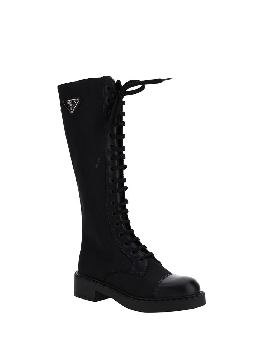 Brushed Leather and Re-Nylon Boots - Black