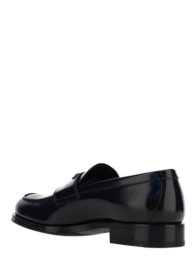 Brushed Leather Loafers - Black