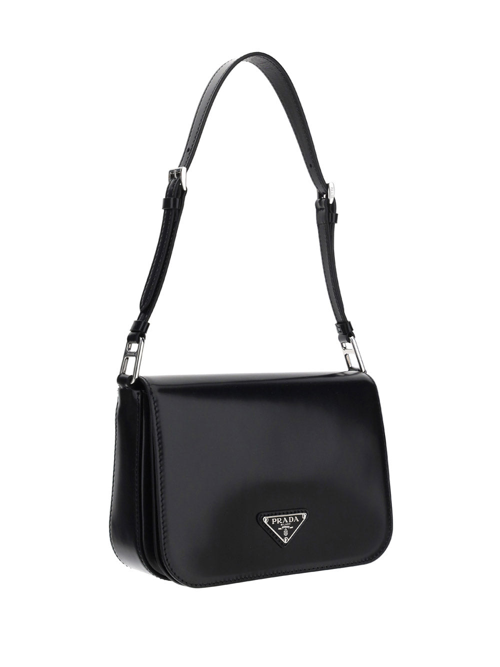 Brushed Leather Shoulder Bag - Black