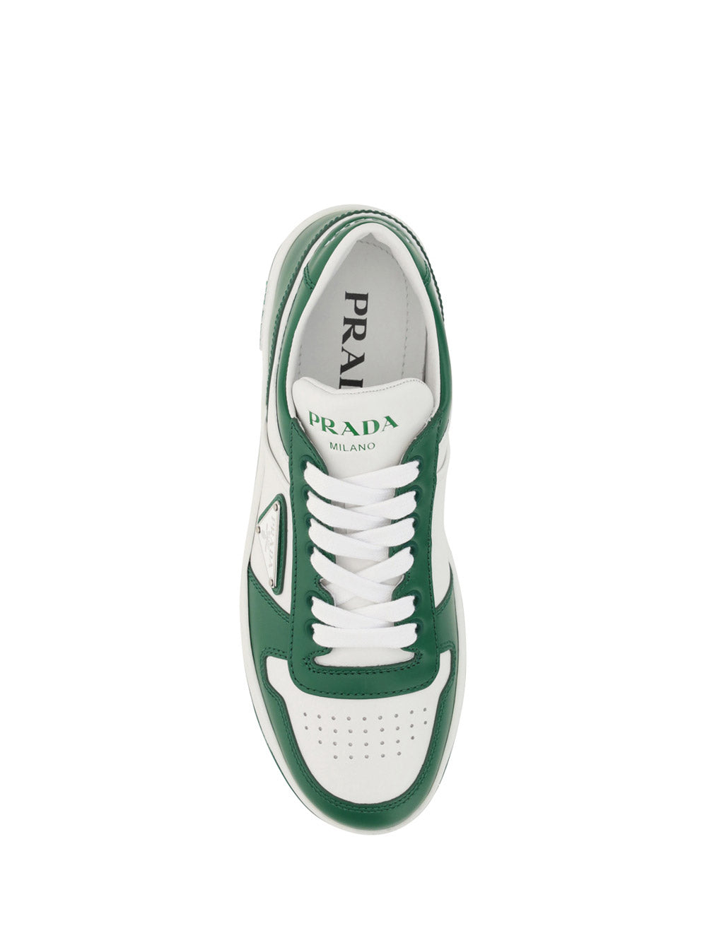 District Perforated Leather Sneakers - White / Green.