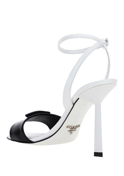 Brushed Leather Sandals - White / Black