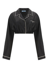 Silk Cropped Shirt - Black