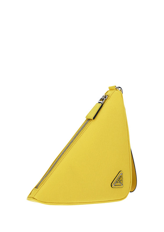 Leather Prada Triangle Pouch - Sunny Yellow