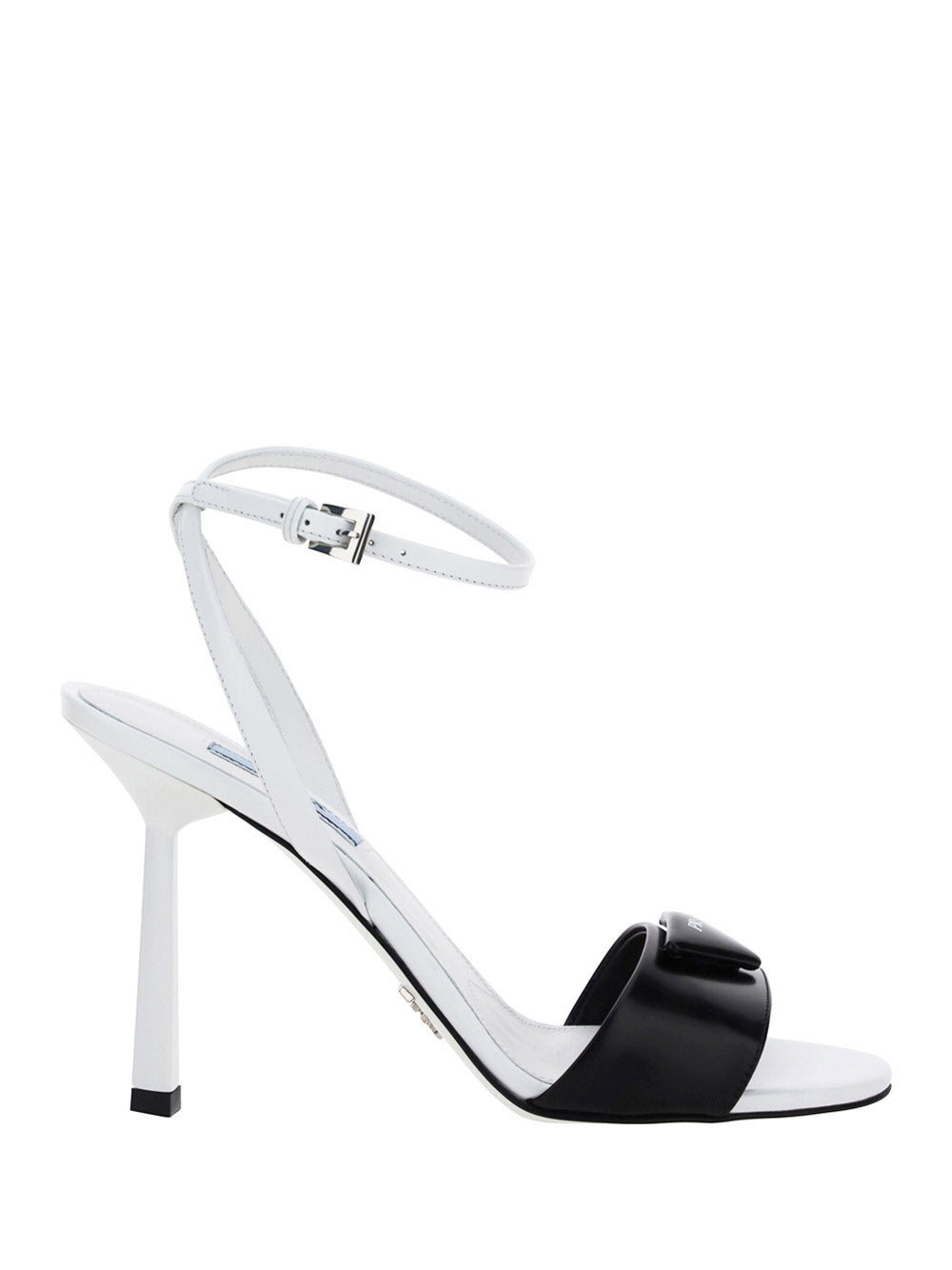 Brushed Leather Sandals - White / Black