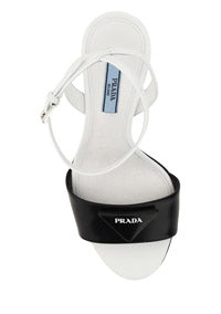 Brushed Leather Sandals - White / Black