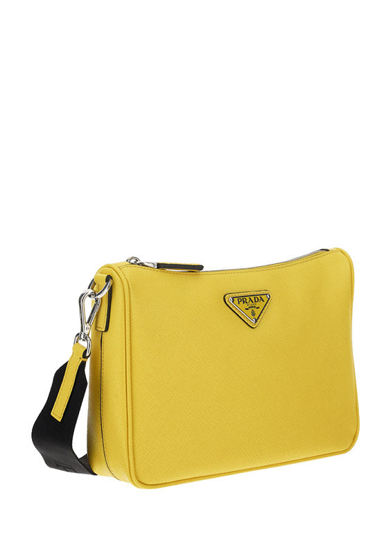 Saffiano Leather Shoulder Bag - Bright Yellow N