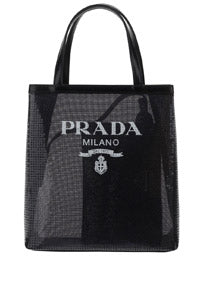 Small Sequined Mesh Tote Bag - Black