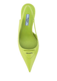 Brushed Leather Slingback Pumps - Green