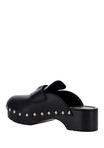 Studded Leather Clogs - Black