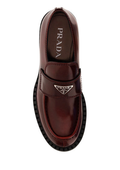 Chocolate Brushed Leather Loafers - Porpora Fume