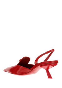 Brushed leather slingback pumps - red