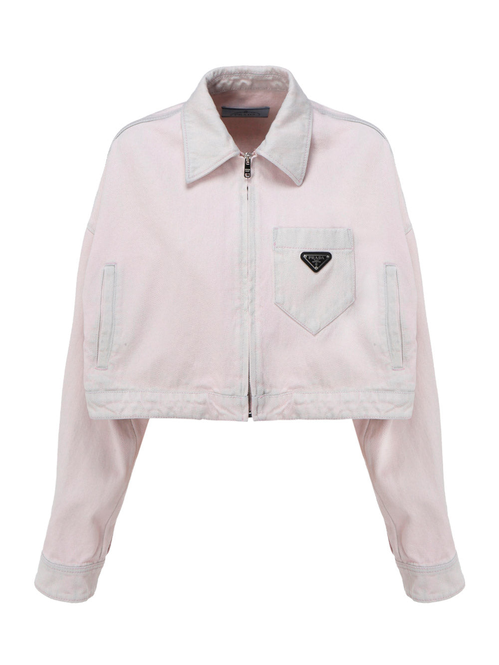 Cropped Organic Denim Jacket - Pale Pink