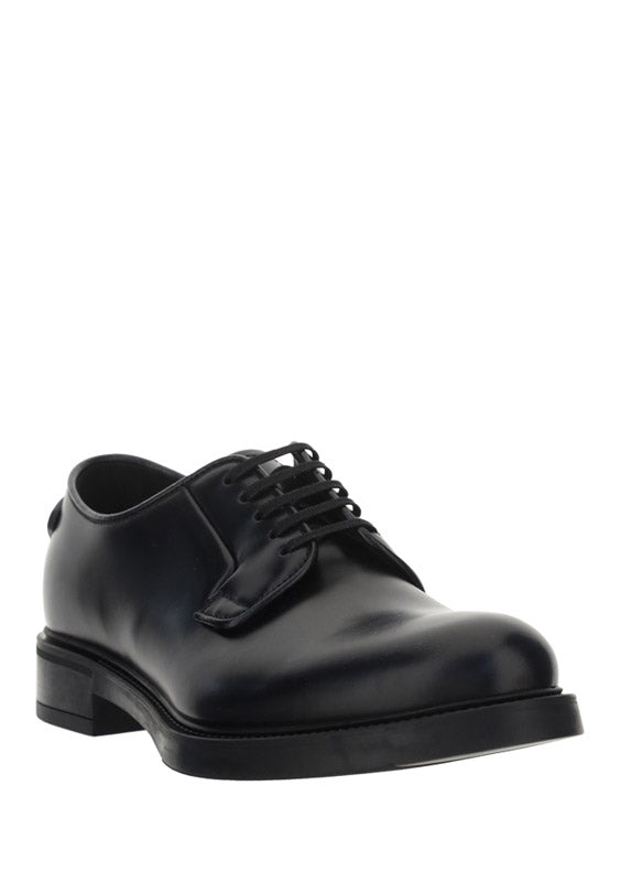 Brushed Leather Lace-ups - Black