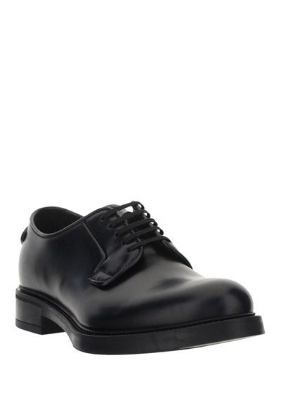 Brushed Leather Lace-ups - Black