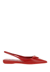 Brushed Leather Slingback Ballerinas - Red