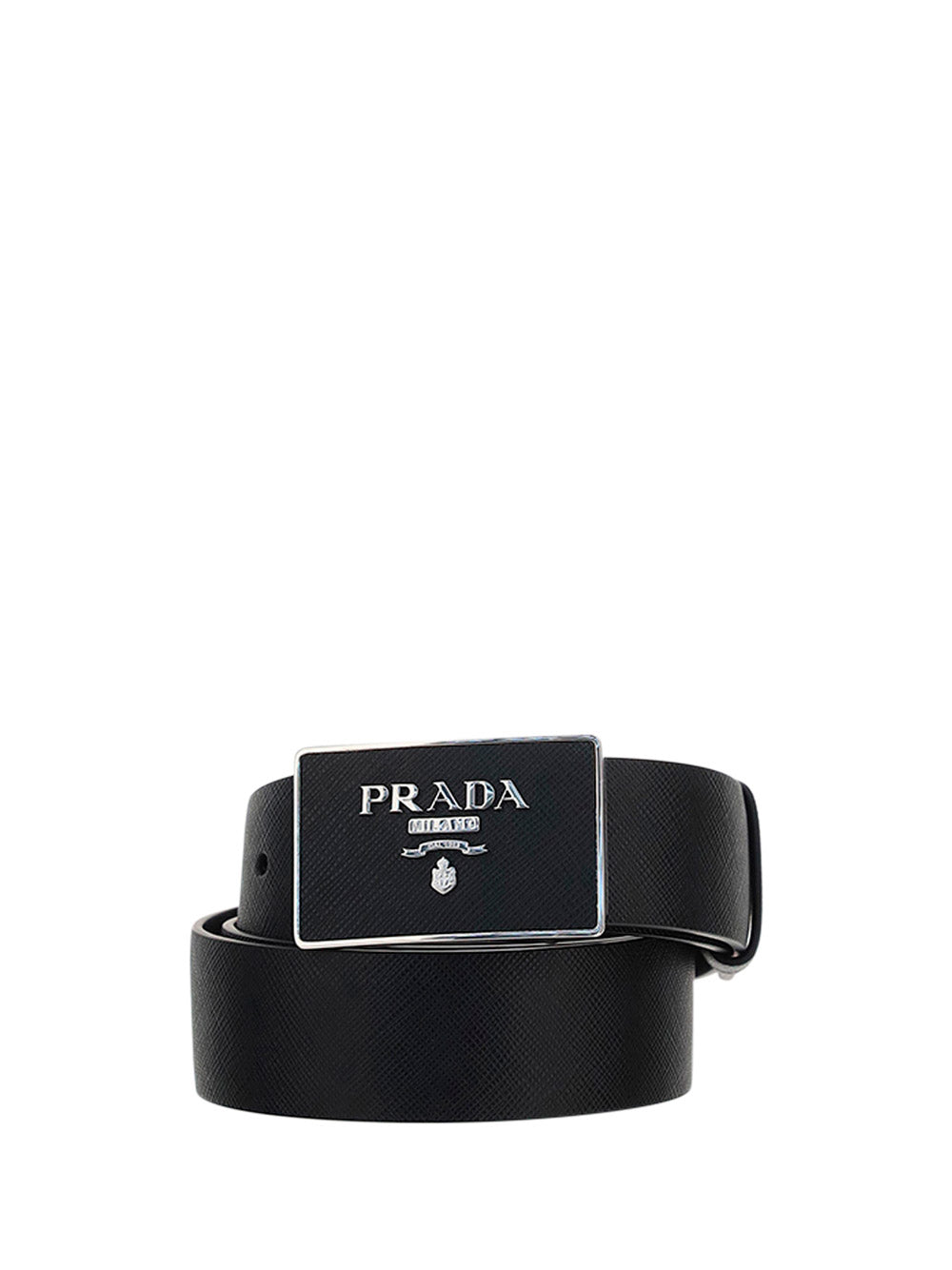 Saffiano Leather Logo Belt - Black