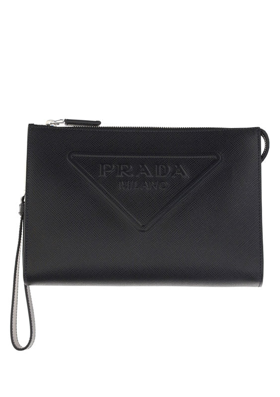 Saffiano leather pouch - BLack