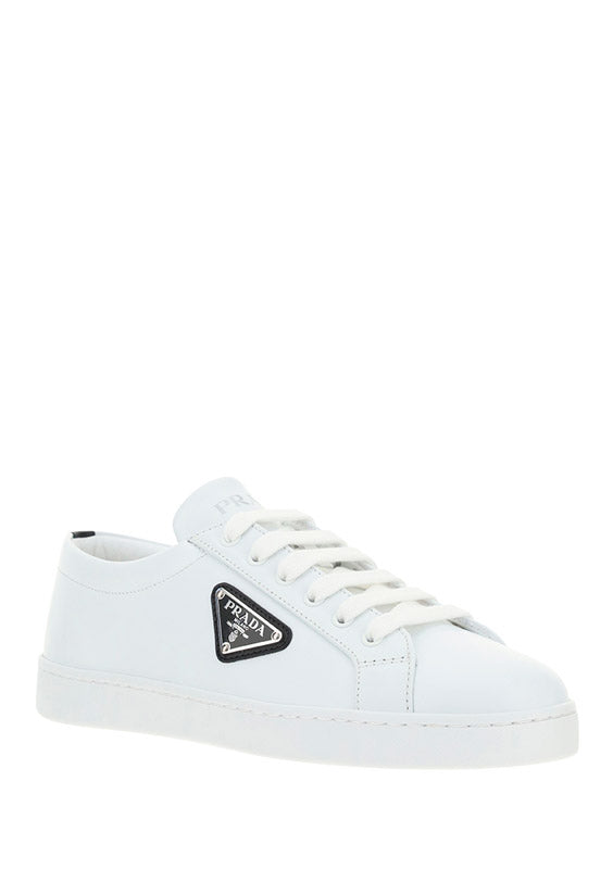 Brushed Leather Sneakers - White