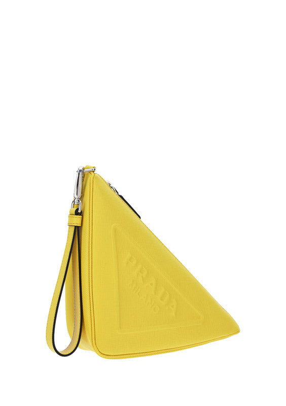 Leather Prada Triangle Pouch - Sunny Yellow