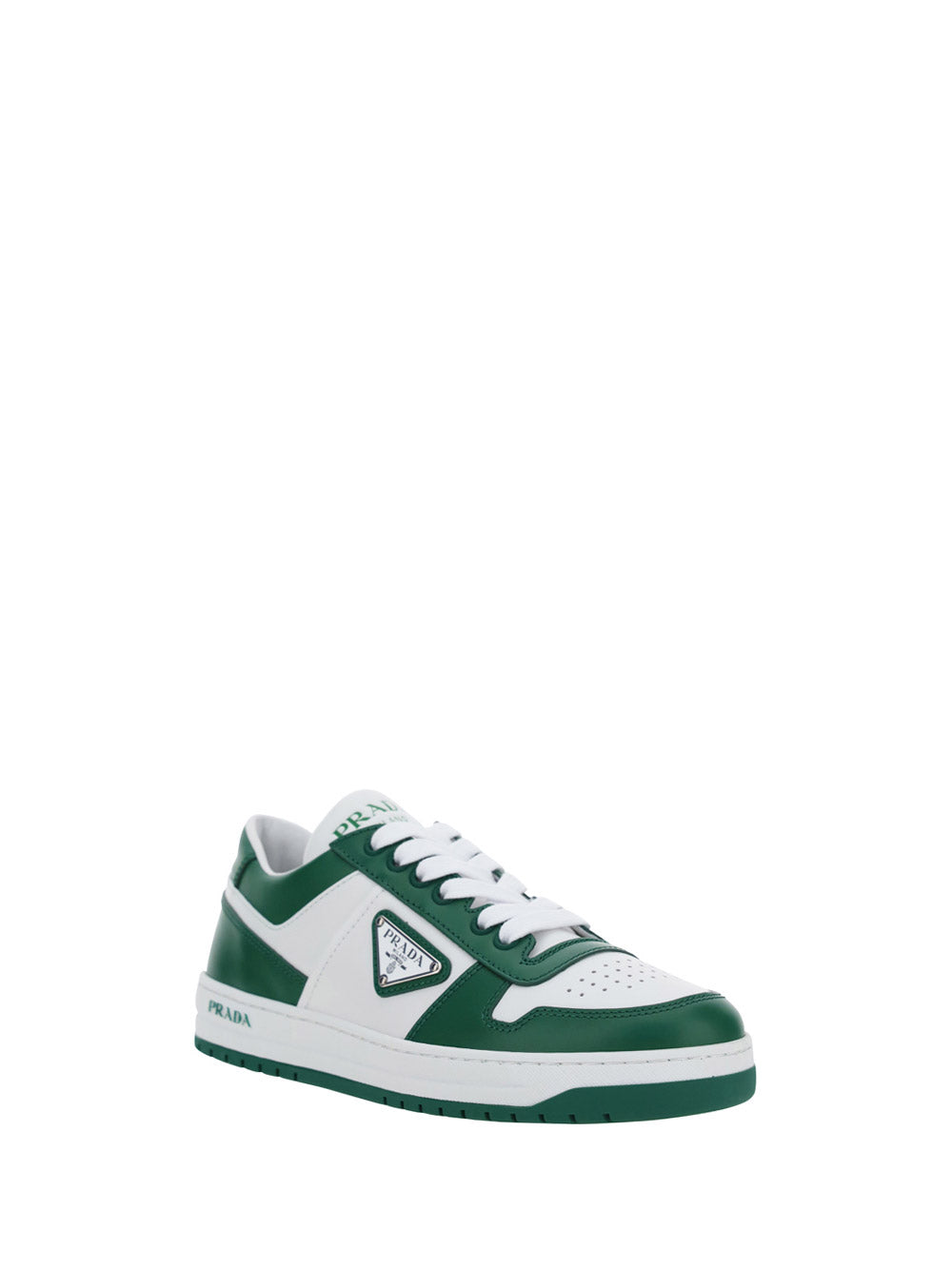 District Perforated Leather Sneakers - White / Green.