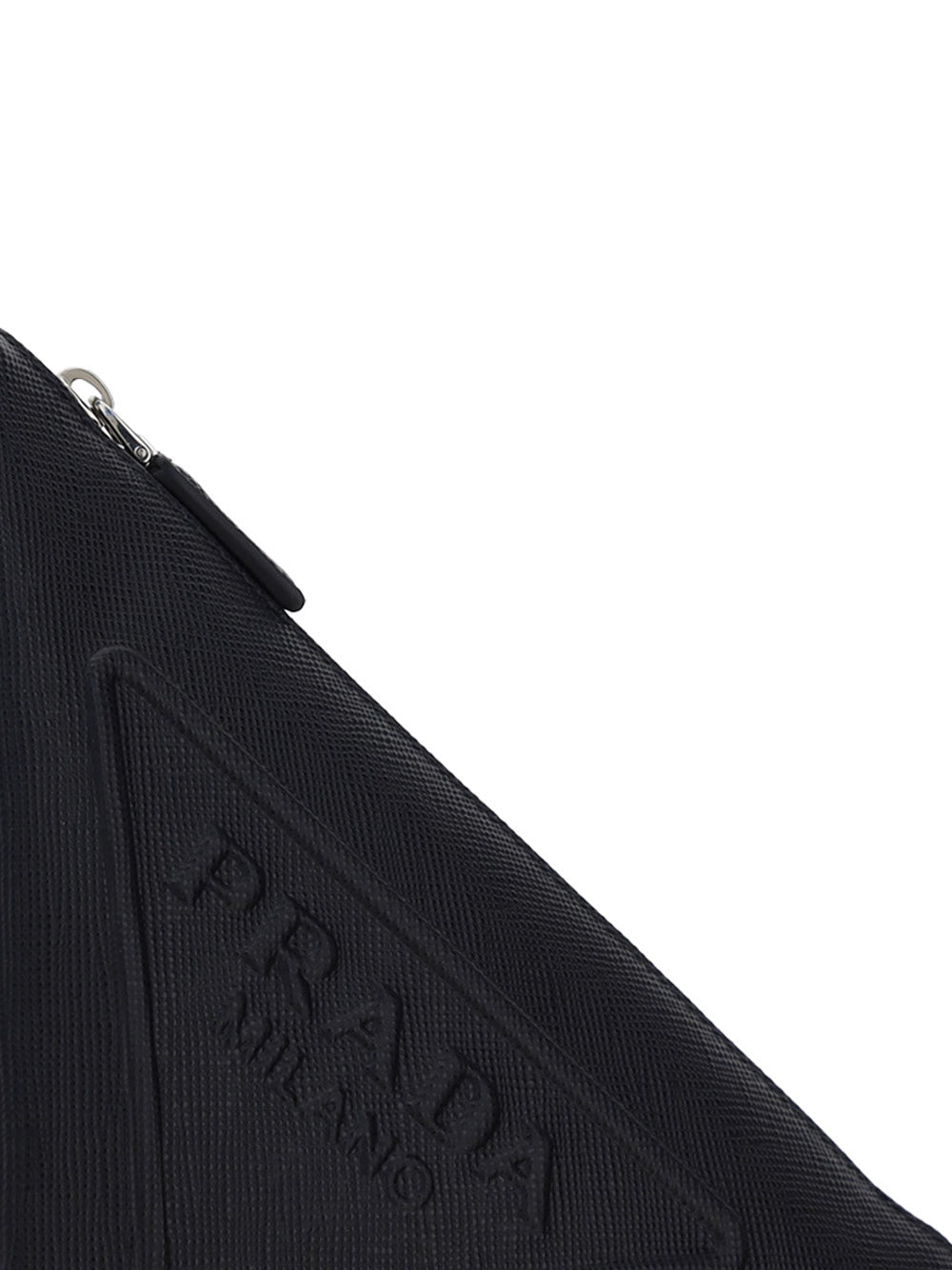 Leather Prada Triangle Pouch - Black