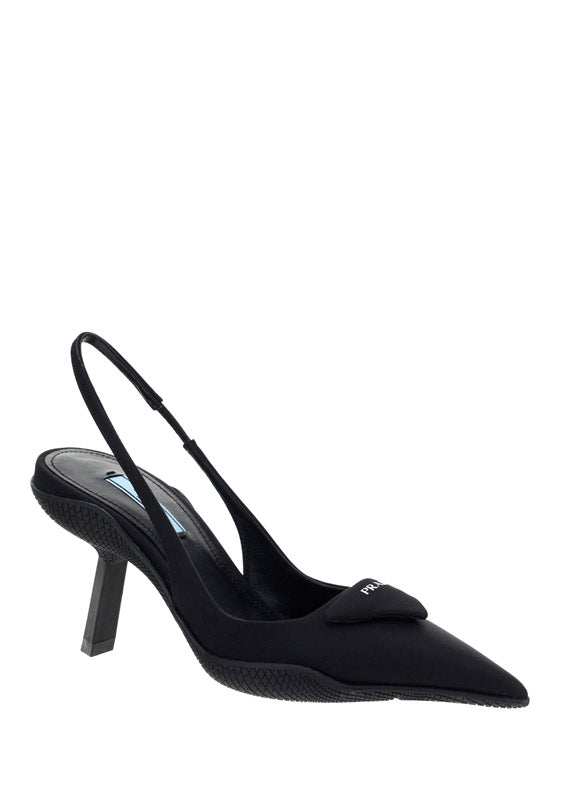 Re-Nylon Slingback Pumps - Black