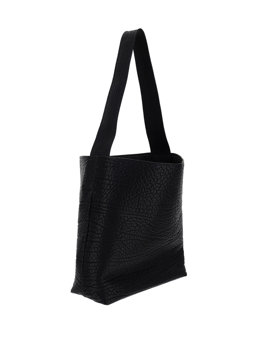 Hammered Leather Shopping Bag - Black