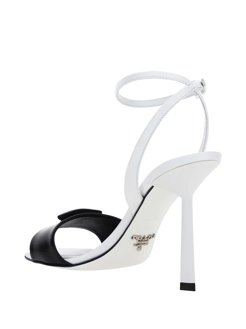 Brushed Leather Sandals - White / Black