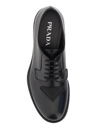 Brushed Leather Derby Shoes - Black