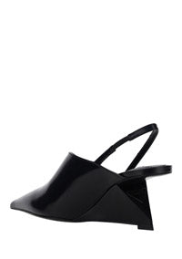 Brushed Leather Slingback Pumps - Black