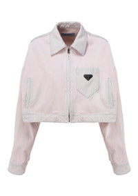 Cropped Organic Denim Jacket - Pale Pink