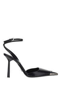 Brushed Leather Slingback Pumps - Black