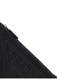 Leather Prada Triangle Pouch - Black