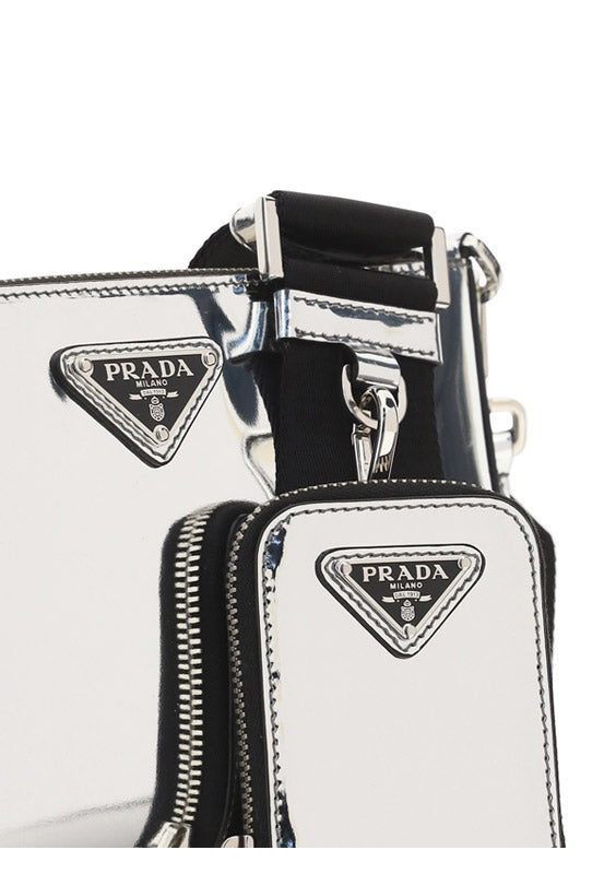 Brushed Leather Shoulder Bag - Silver