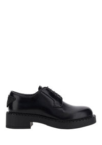 Brushed-Leather Derby Shoes - Black