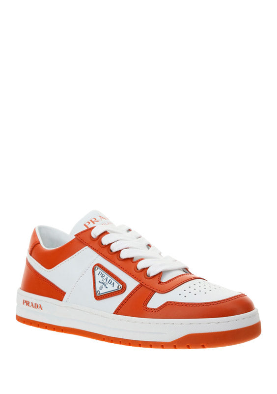 Downtown Leather Sneakers - Orange / White.