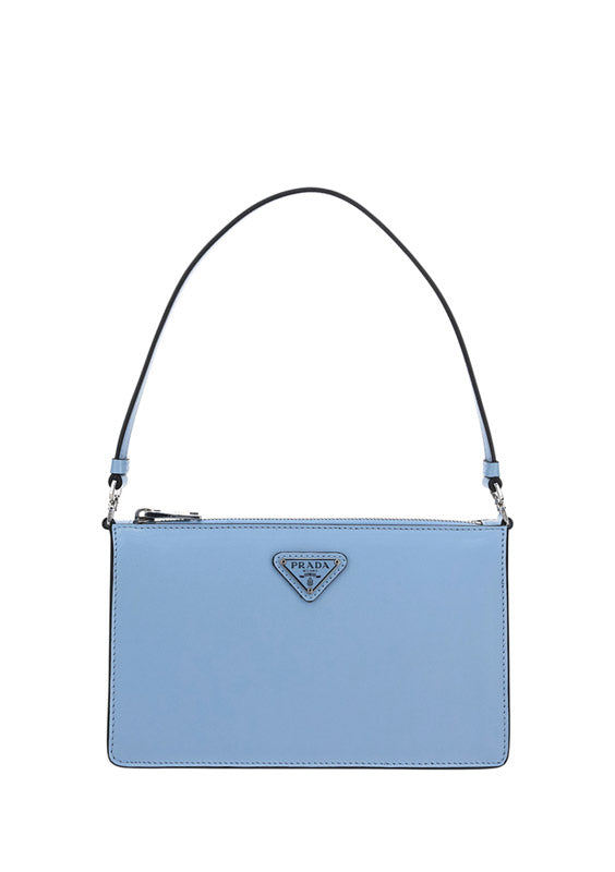 Brushed Leather Mini Bag - Light Blue