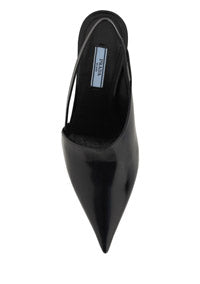 Brushed Leather Slingback Pumps - Black