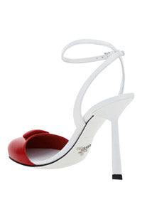 Brushed Leather Pumps - White / Red