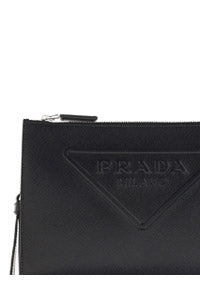 Saffiano leather pouch - BLack